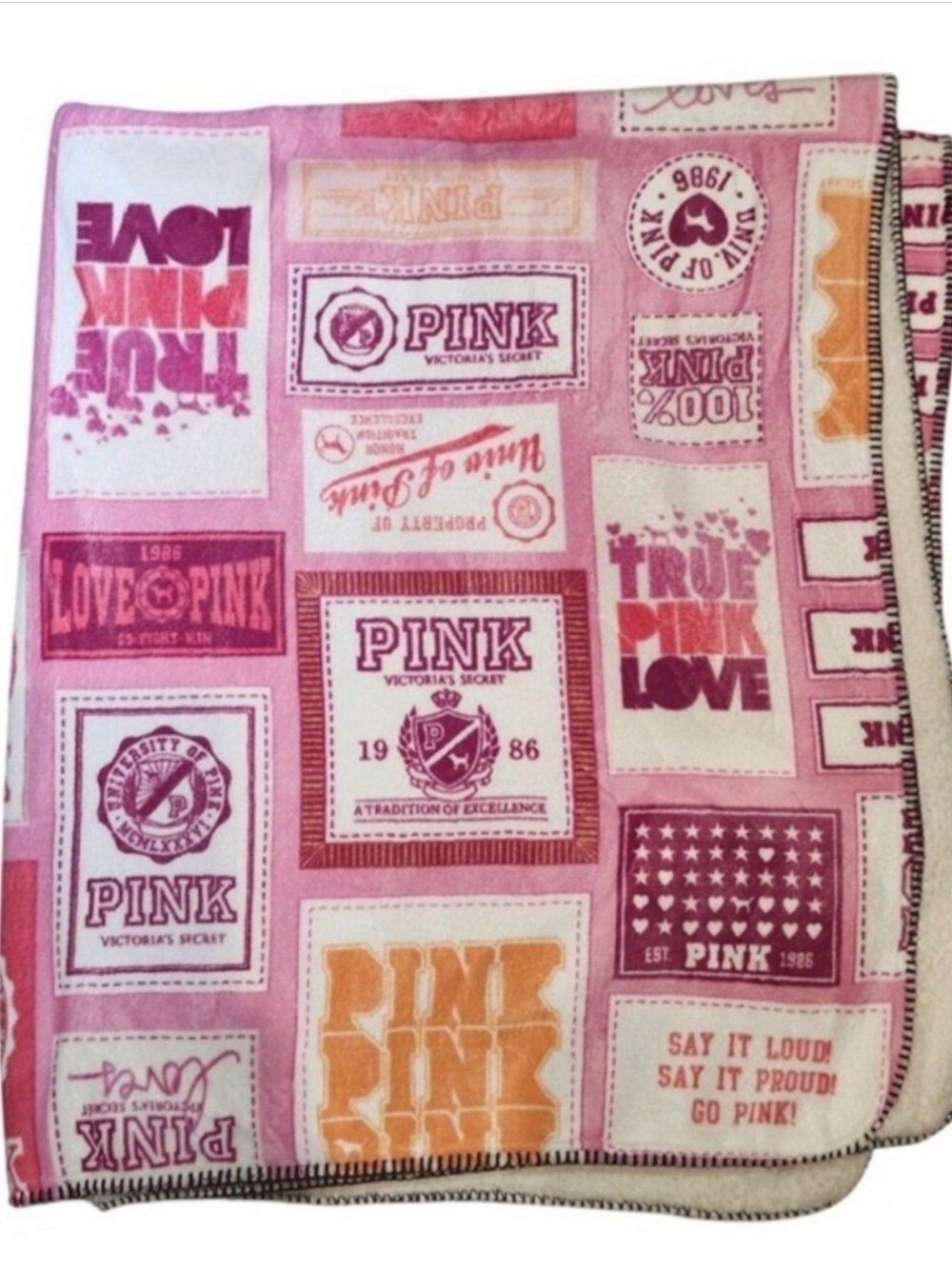 Victoria's Secret PINK Logo Patchwork Blanket PINK Friday - Picture 3 of 4